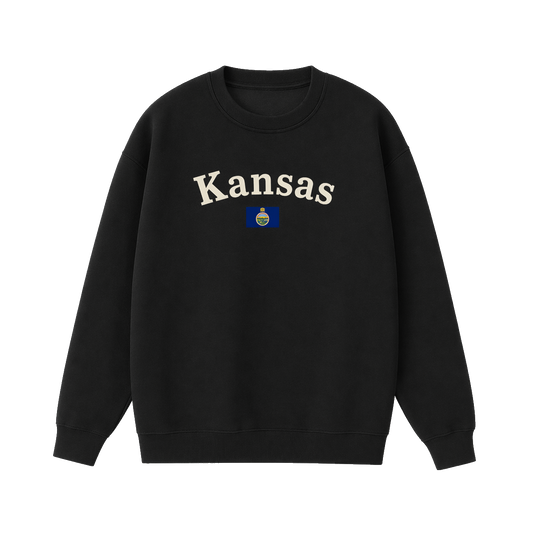 Collection 6 Kansas Essential Heavyweight Crewneck Sweatshirt - Black front