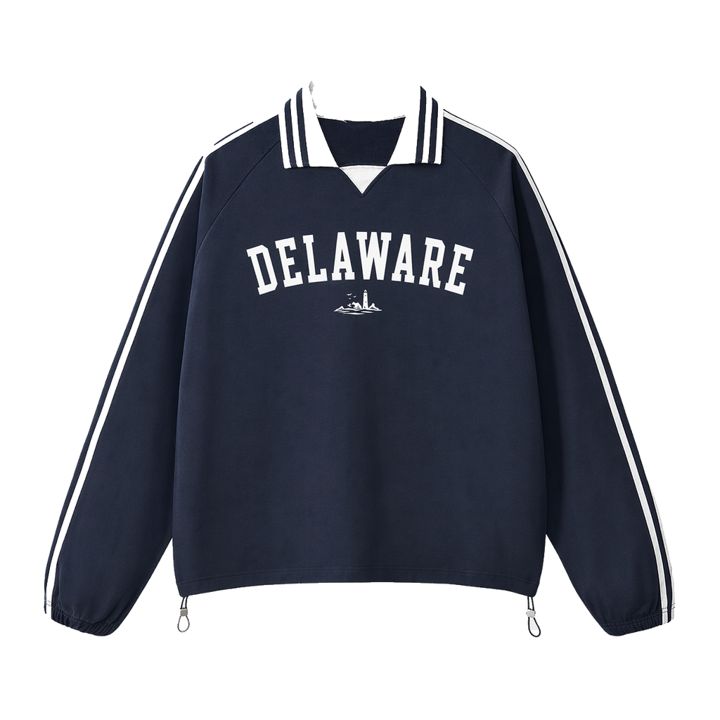 Collection 9 Delaware Contrast Striped Lapel Collar Sweatshirt - Royal Blue front