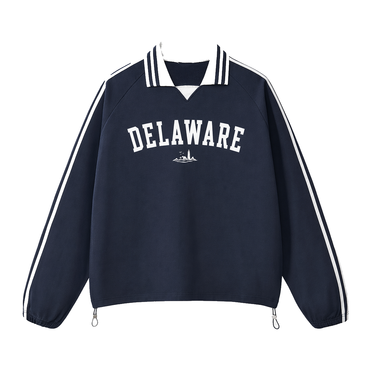 Collection 9 Delaware Contrast Striped Lapel Collar Sweatshirt - Royal Blue front