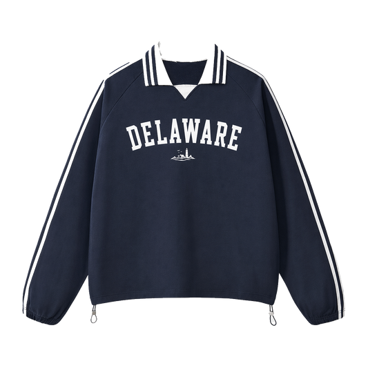 Collection 9 Delaware Contrast Striped Lapel Collar Sweatshirt - Royal Blue front
