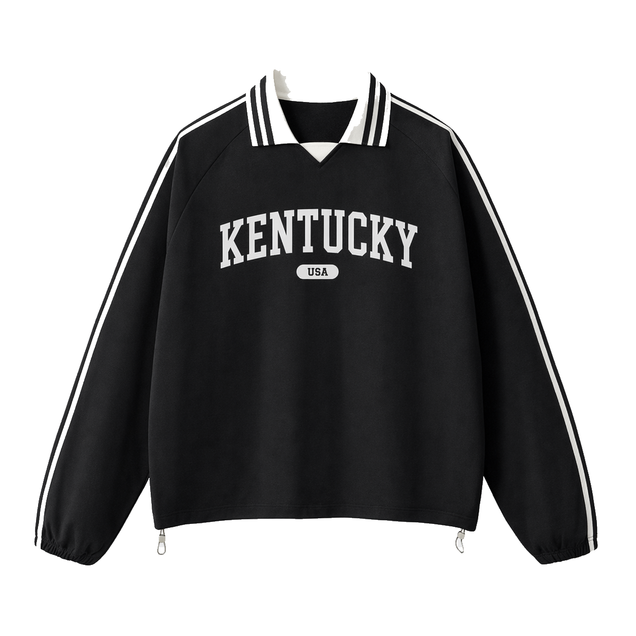Collection 4 Kentucky Contrast Striped Lapel Collar Sweatshirt - Black front