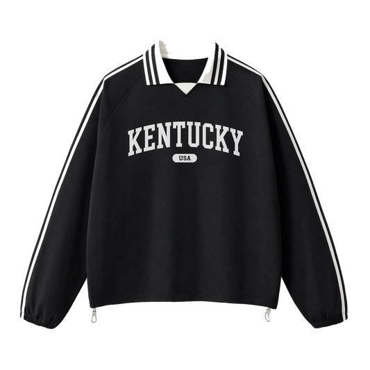 Collection 4 Kentucky Contrast Striped Lapel Collar Sweatshirt - Black front
