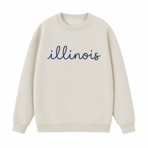 Collection 3 Illinois Essential Heavyweight Crewneck Sweatshirt - Cream front