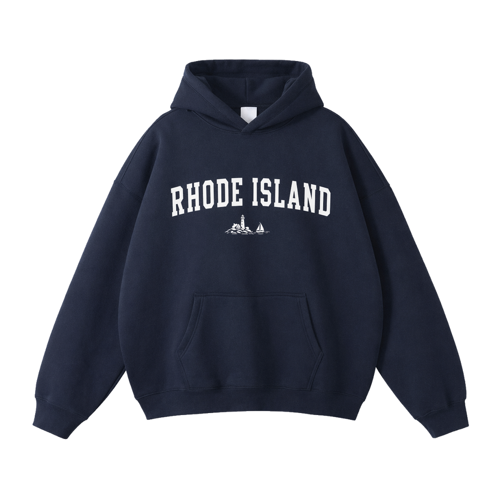 Collection 9 Rhode Island Oversize Fleeced Hoodie - Navy Blue front