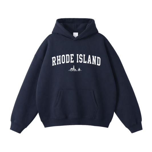 Collection 9 Rhode Island Oversize Fleeced Hoodie - Navy Blue front