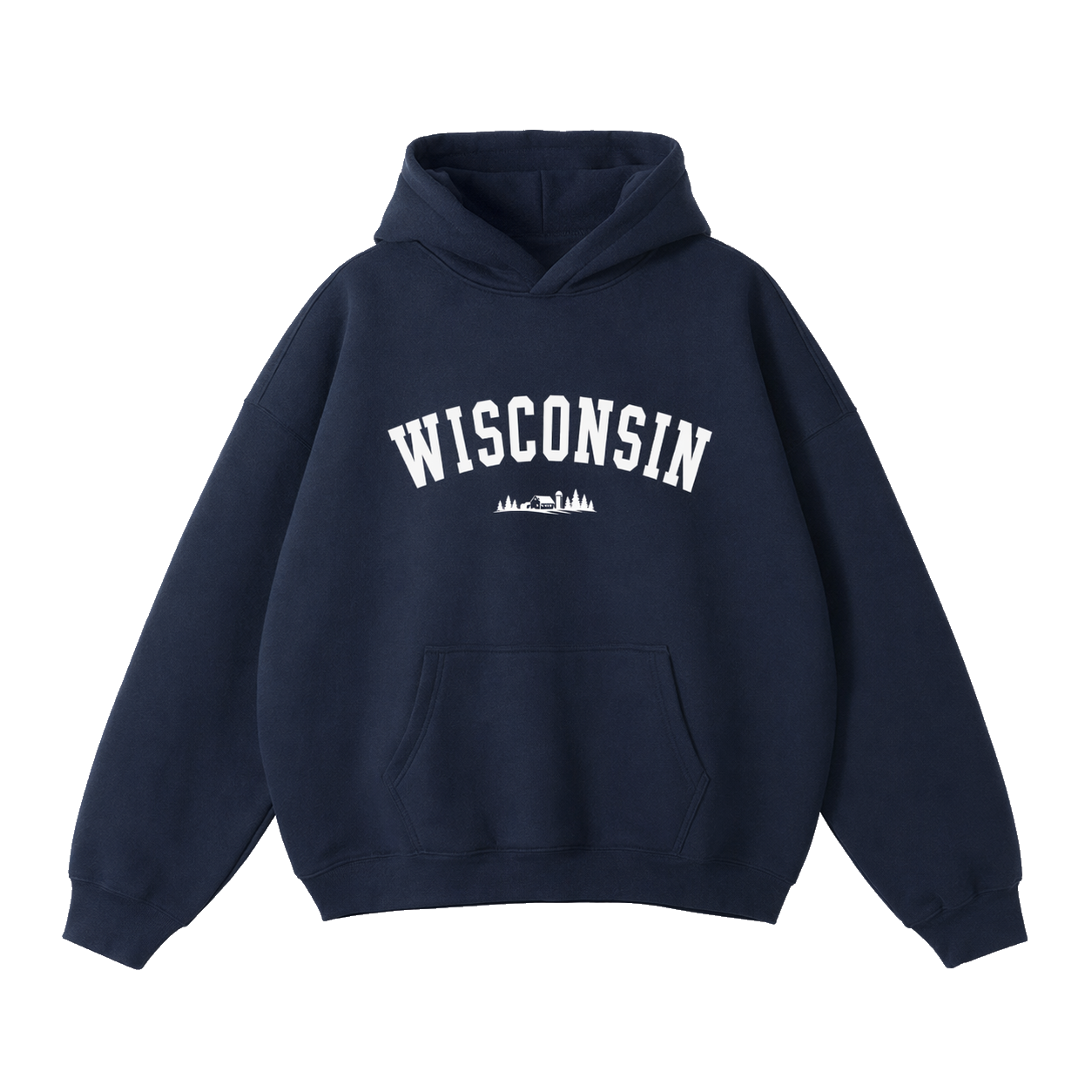 Collection 9 Wisconsin Oversize Fleeced Hoodie - Navy Blue front