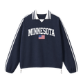 Collection 2 Minnesota Contrast Striped Lapel Collar Sweatshirt - Royal Blue front