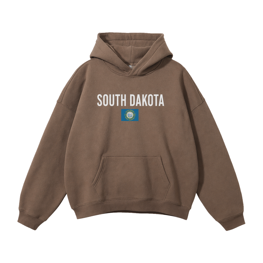 Collection 7 South Dakota Oversize Fleeced Hoodie - Brown front