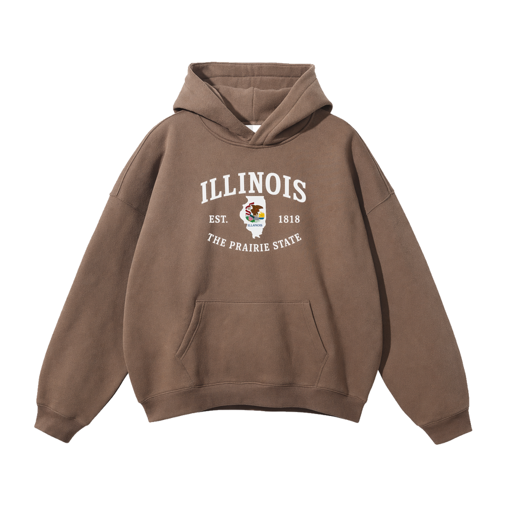 Collection 8 Illinois Oversize Fleeced Hoodie - Brown front