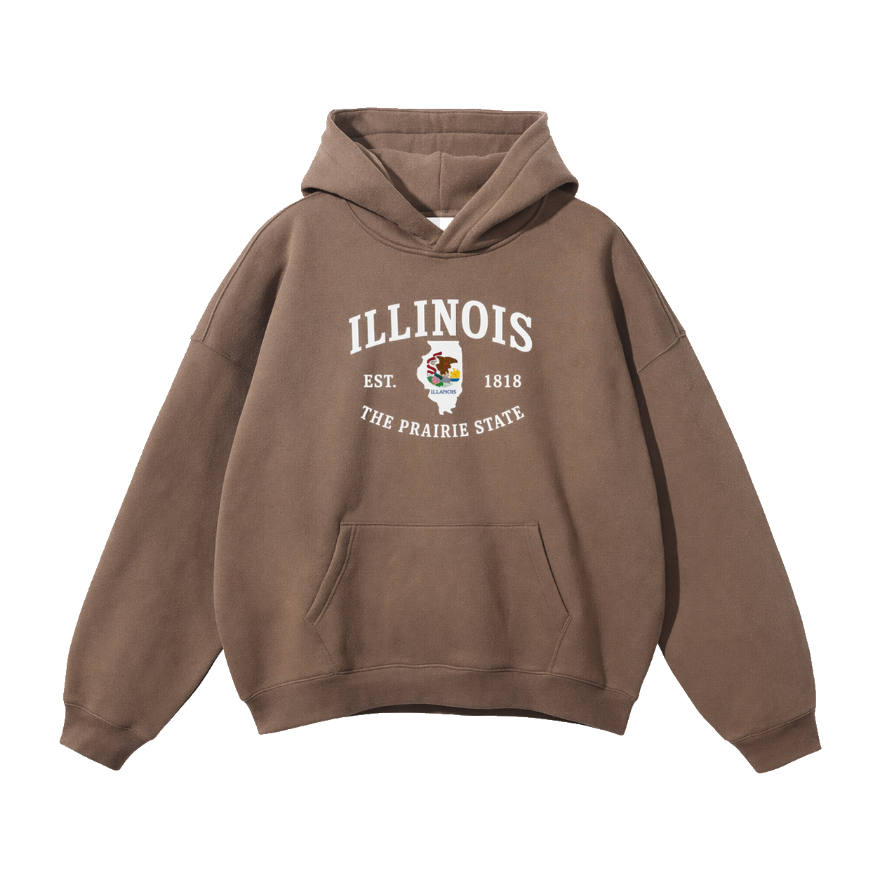 Collection 8 Illinois Oversize Fleeced Hoodie - Brown front