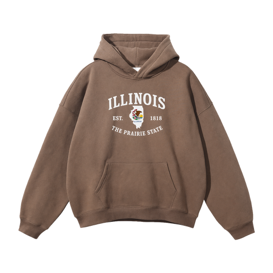 Collection 8 Illinois Oversize Fleeced Hoodie - Brown front