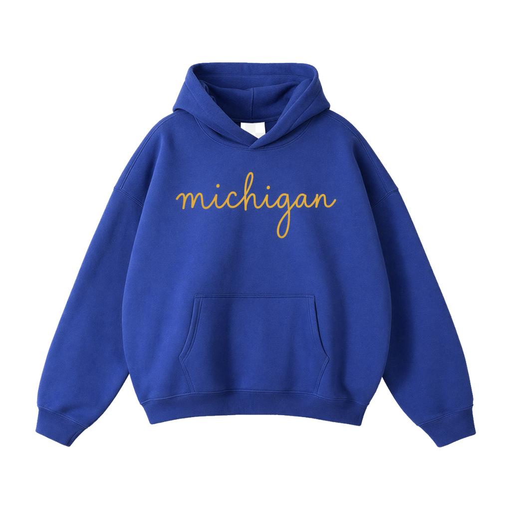 Collection 3 Michigan Oversize Fleeced Hoodie - Klein Blue front