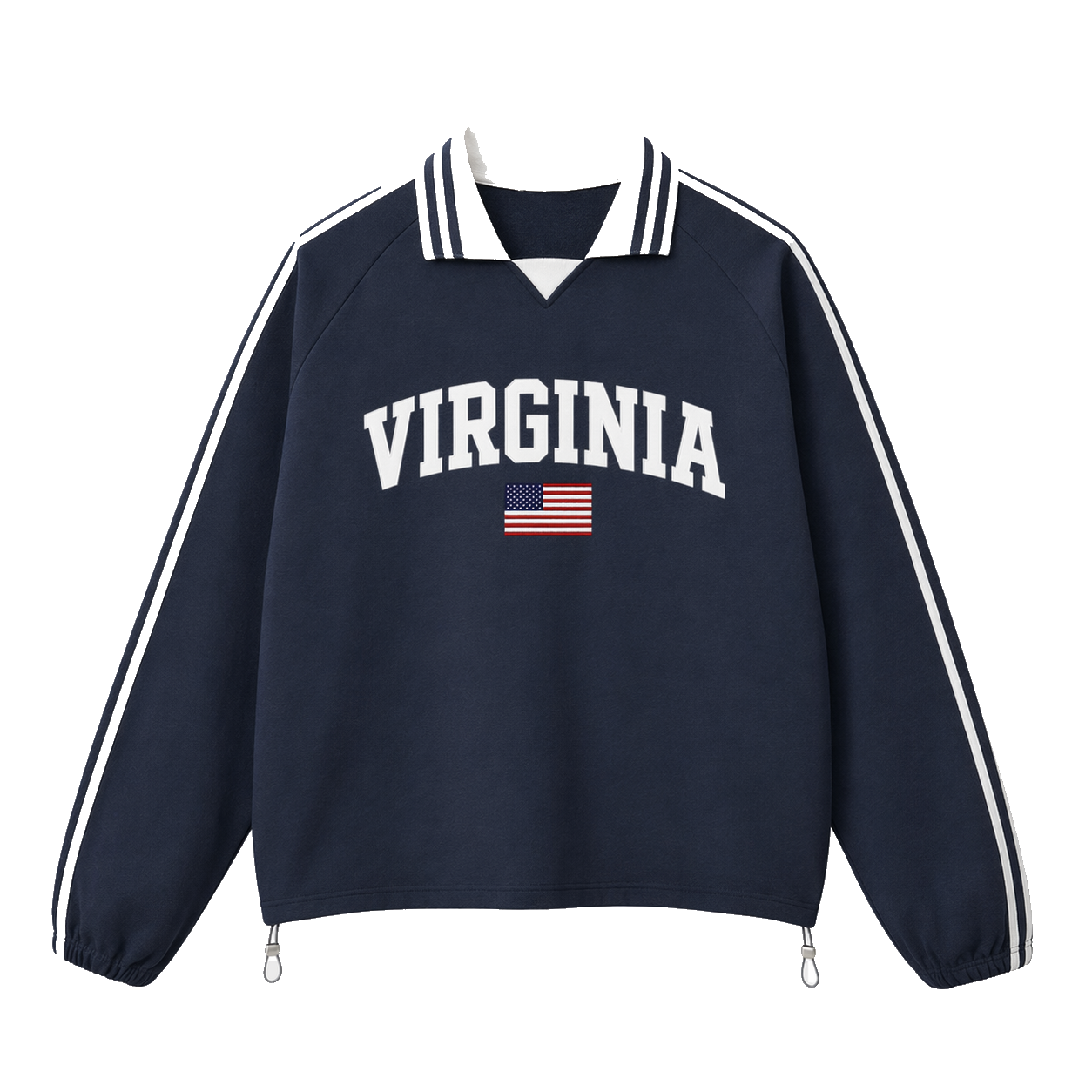 Collection 2 Virginia Contrast Striped Lapel Collar Sweatshirt - Royal Blue front