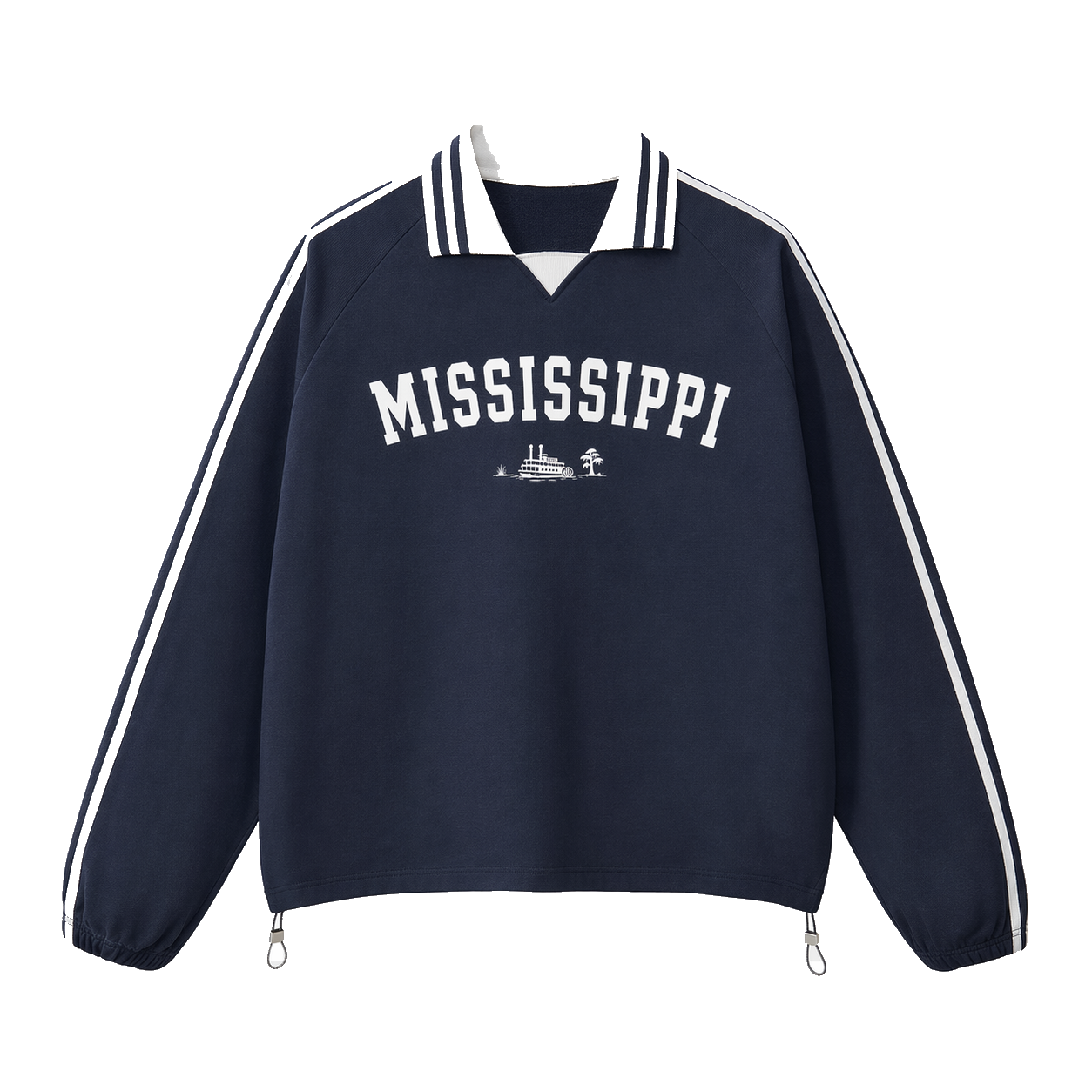 Collection 9 Mississippi Contrast Striped Lapel Collar Sweatshirt - Royal Blue front