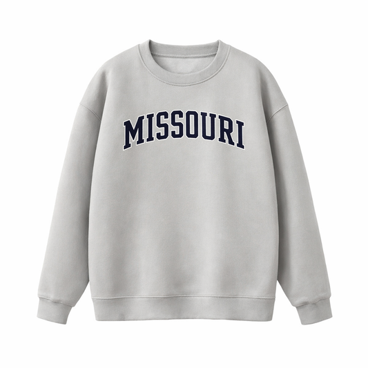 Collection 1 Missouri Essential Heavyweight Crewneck Sweatshirt - Gray front