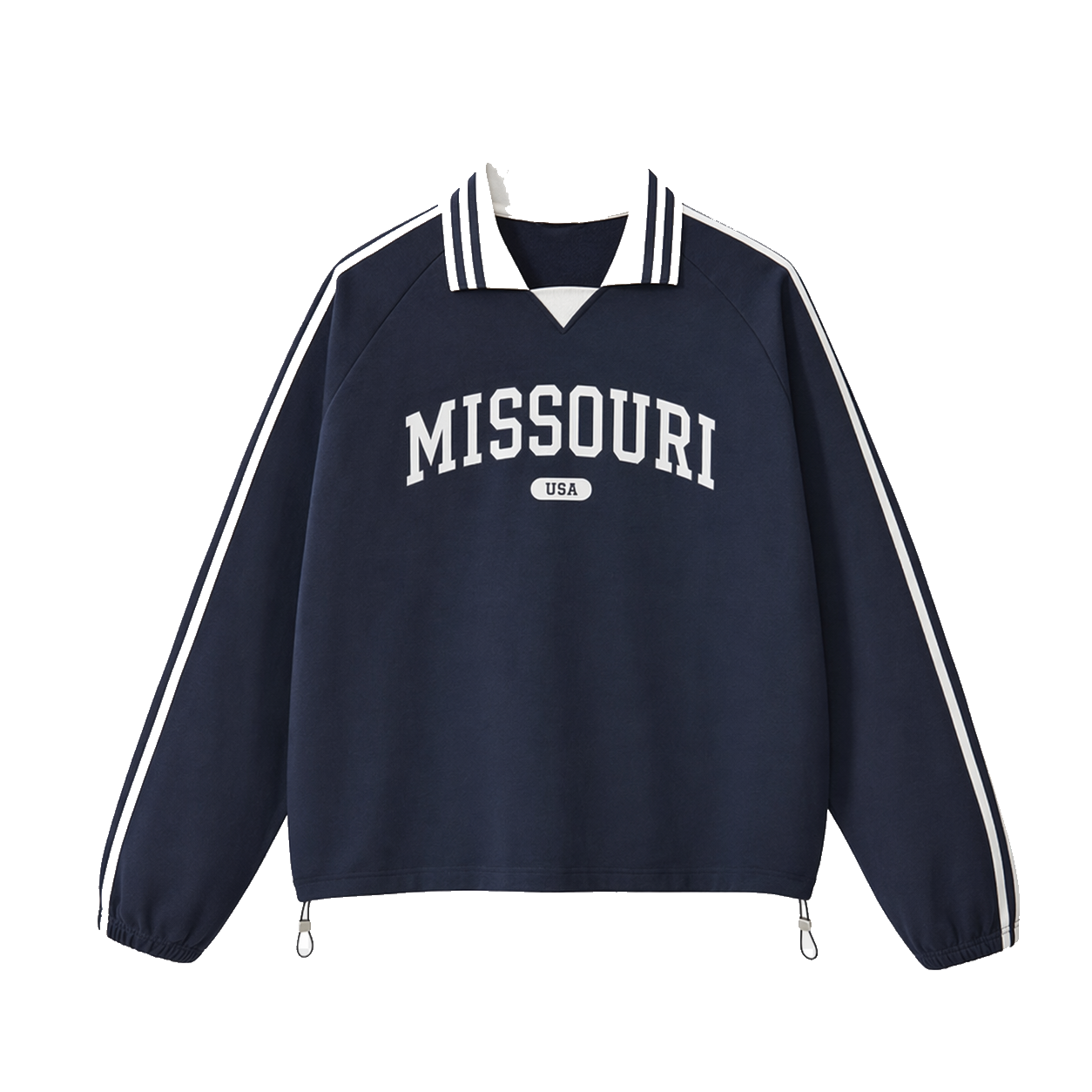 Collection 4 Missouri Contrast Striped Lapel Collar Sweatshirt - Royal Blue front