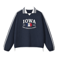 Collection 8 Iowa Contrast Striped Lapel Collar Sweatshirt - Royal Blue front