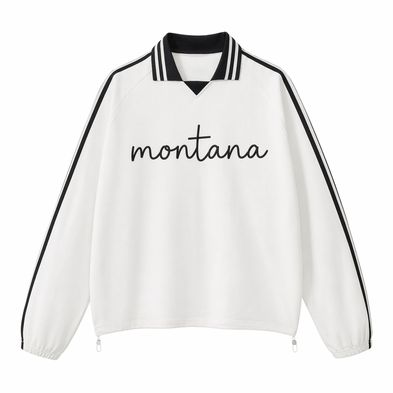 Collection 3 Montana Contrast Striped Lapel Collar Sweatshirt - White front