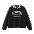 Collection 8 Tennessee Contrast Striped Lapel Collar Sweatshirt - Black front
