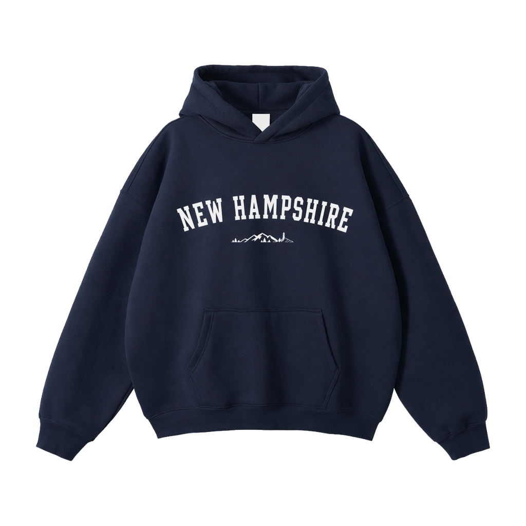 Collection 9 New Hampshire Oversize Fleeced Hoodie - Navy Blue front