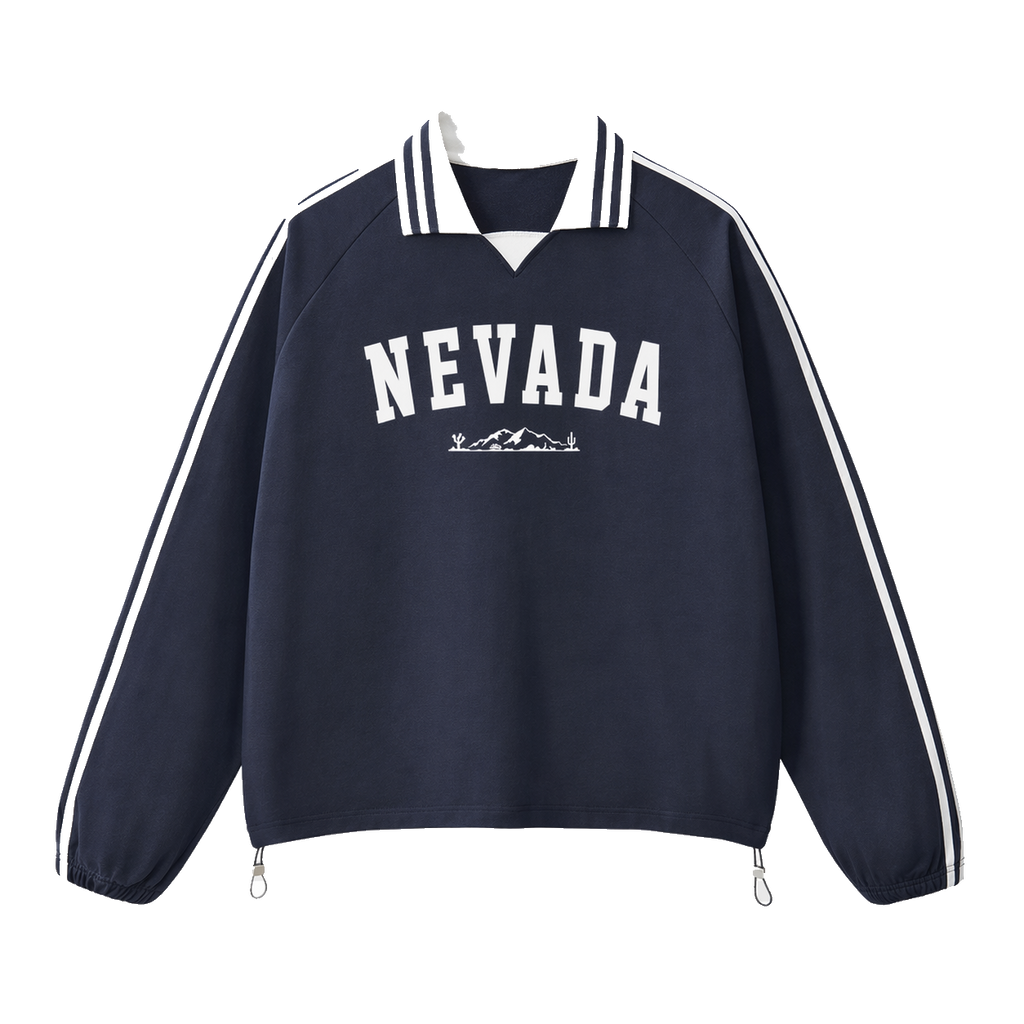 Collection 9 Nevada Contrast Striped Lapel Collar Sweatshirt - Royal Blue front