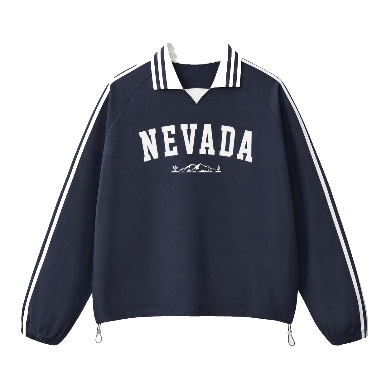 Collection 9 Nevada Contrast Striped Lapel Collar Sweatshirt - Royal Blue front