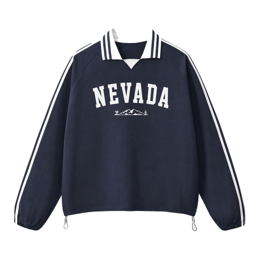Collection 9 Nevada Contrast Striped Lapel Collar Sweatshirt - Royal Blue front