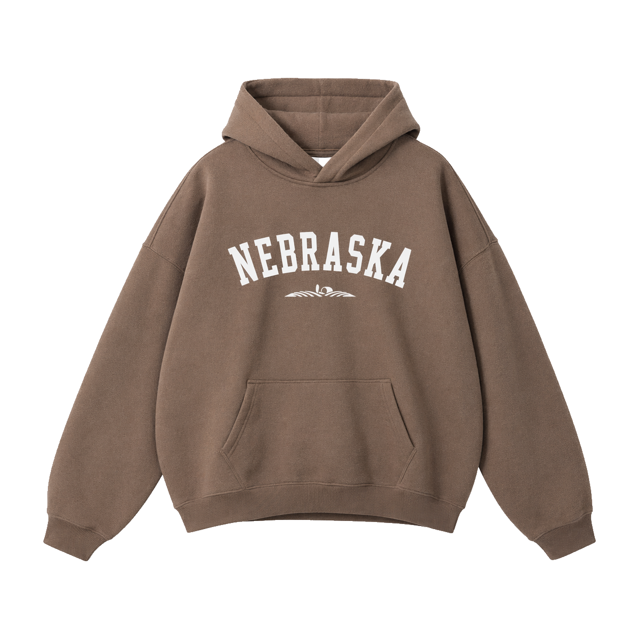 Collection 9 Nebraska Oversize Fleeced Hoodie - Brown front