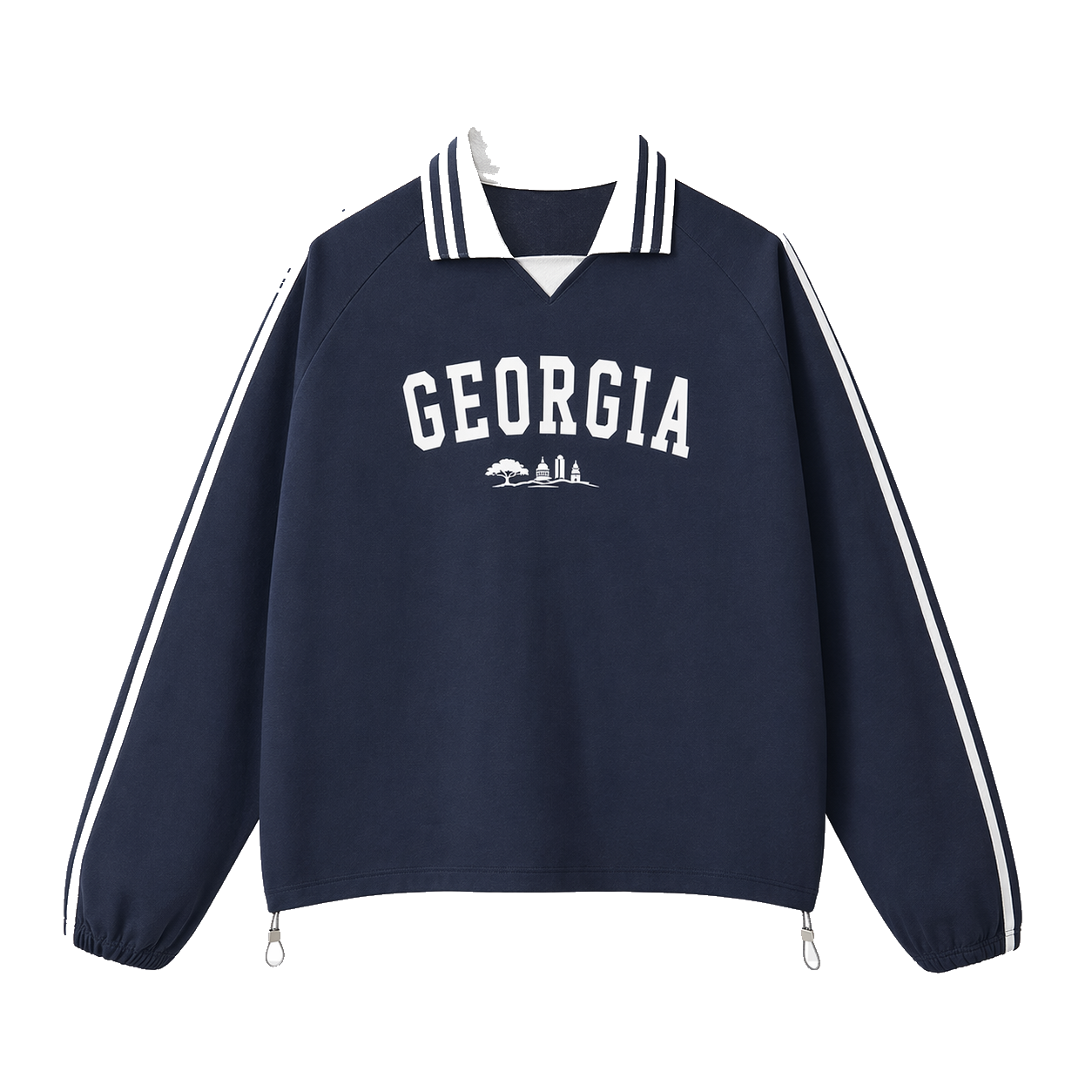 Collection 9 Georgia Contrast Striped Lapel Collar Sweatshirt - Royal Blue front