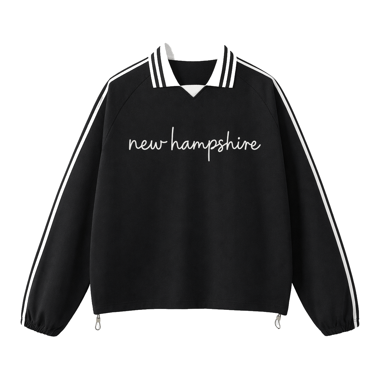 Collection 3 New Hampshire Contrast Striped Lapel Collar Sweatshirt - Black front