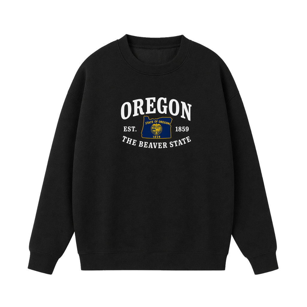 Collection 8 Oregon Essential Heavyweight Crewneck Sweatshirt - Black front