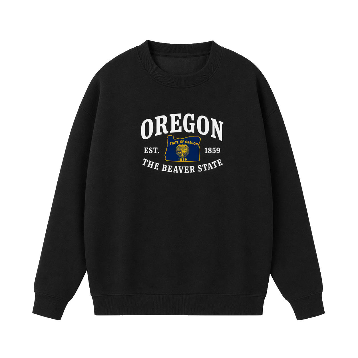 Collection 8 Oregon Essential Heavyweight Crewneck Sweatshirt - Black front