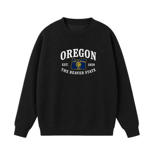 Collection 8 Oregon Essential Heavyweight Crewneck Sweatshirt - Black front