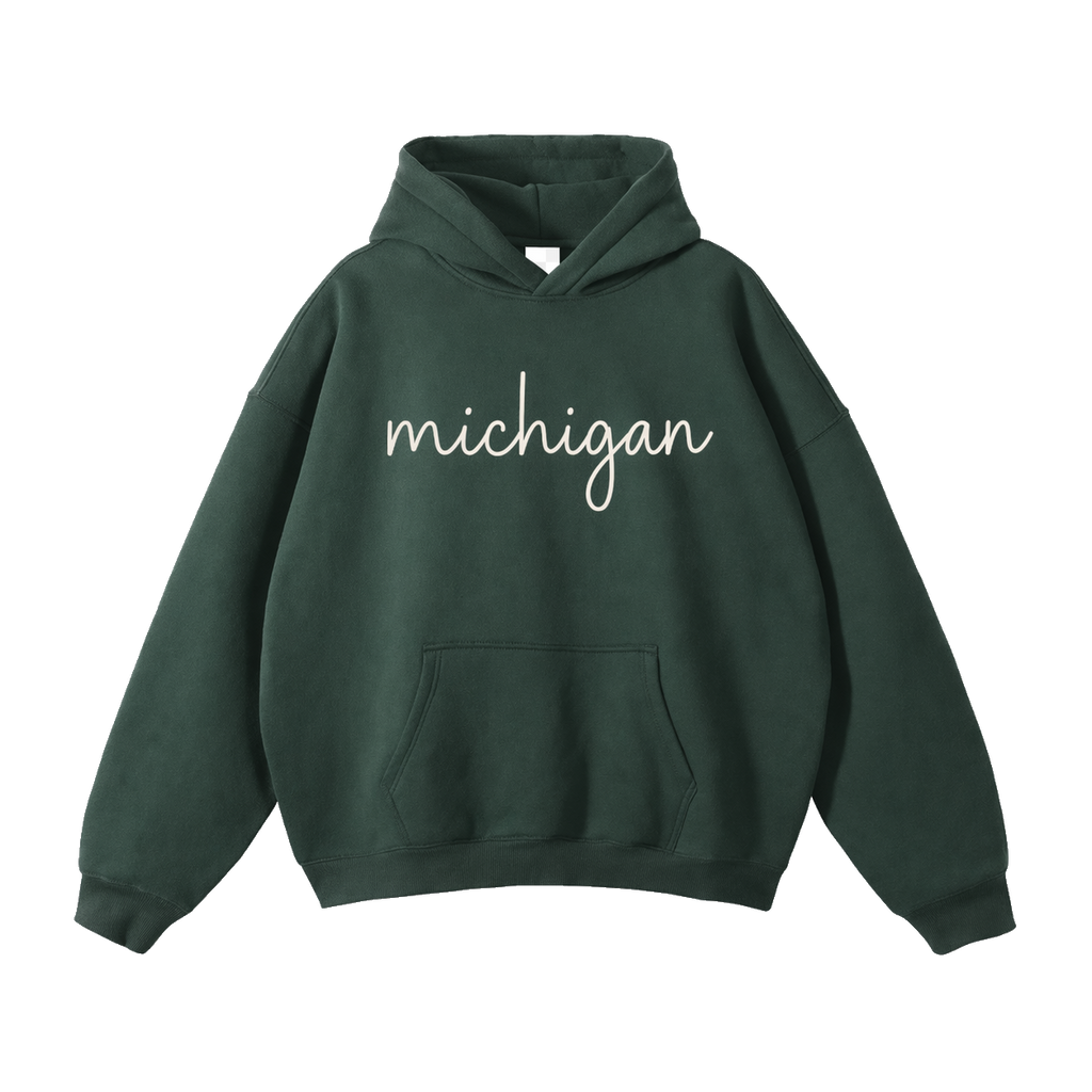Collection 3 Michigan Oversize Fleeced Hoodie - Eden Green front