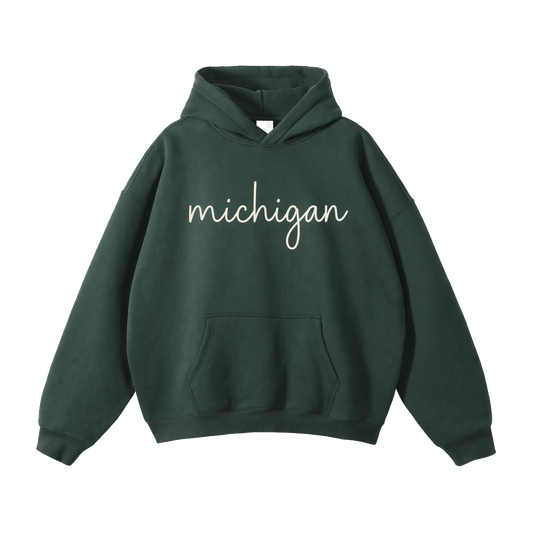 Collection 3 Michigan Oversize Fleeced Hoodie - Eden Green front