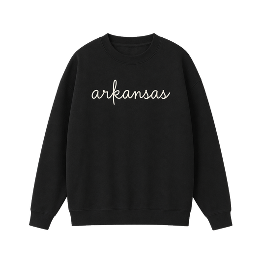 Collection 3 Arkansas Essential Heavyweight Crewneck Sweatshirt - Black front