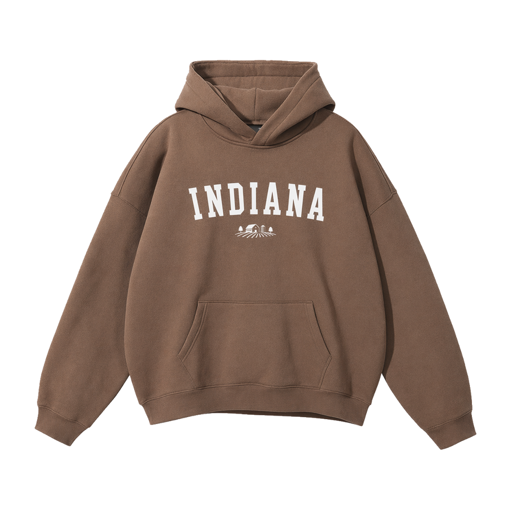 Collection 9 Indiana Oversize Fleeced Hoodie - Brown front