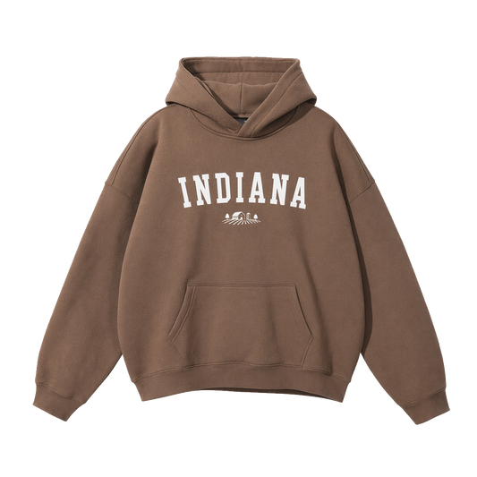 Collection 9 Indiana Oversize Fleeced Hoodie - Brown front