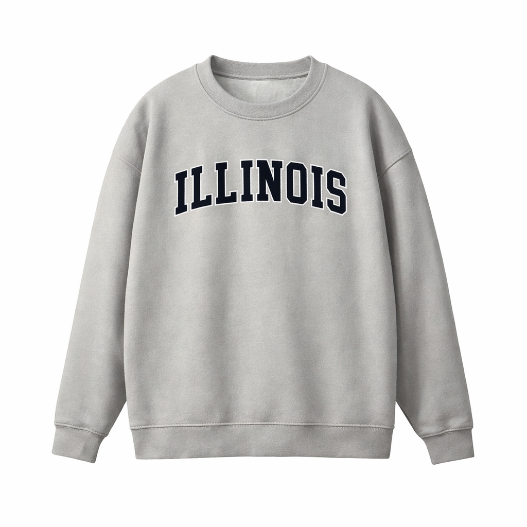 Collection 1 Illinois Essential Heavyweight Crewneck Sweatshirt - Gray front