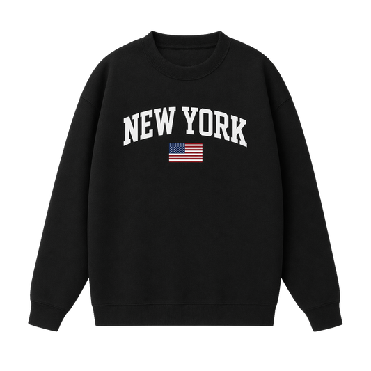 Collection 2 New York Essential Heavyweight Crewneck Sweatshirt - Black front