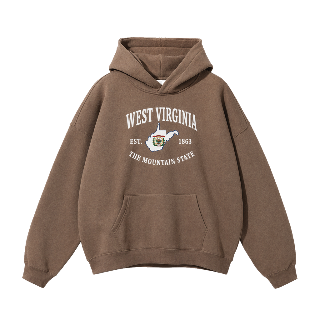 Collection 8 West Virginia Oversize Fleeced Hoodie - Brown front