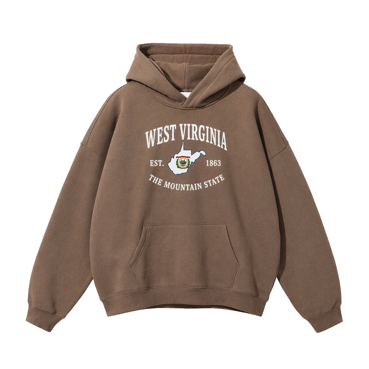 Collection 8 West Virginia Oversize Fleeced Hoodie - Brown front
