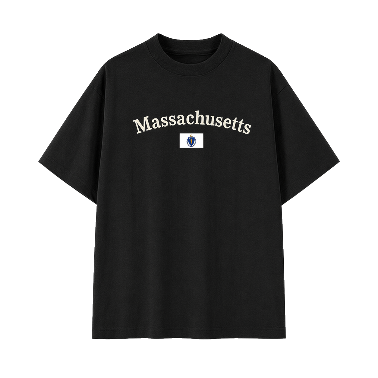 Collection 6 Massachusetts Essential Cotton T-Shirt - Black front