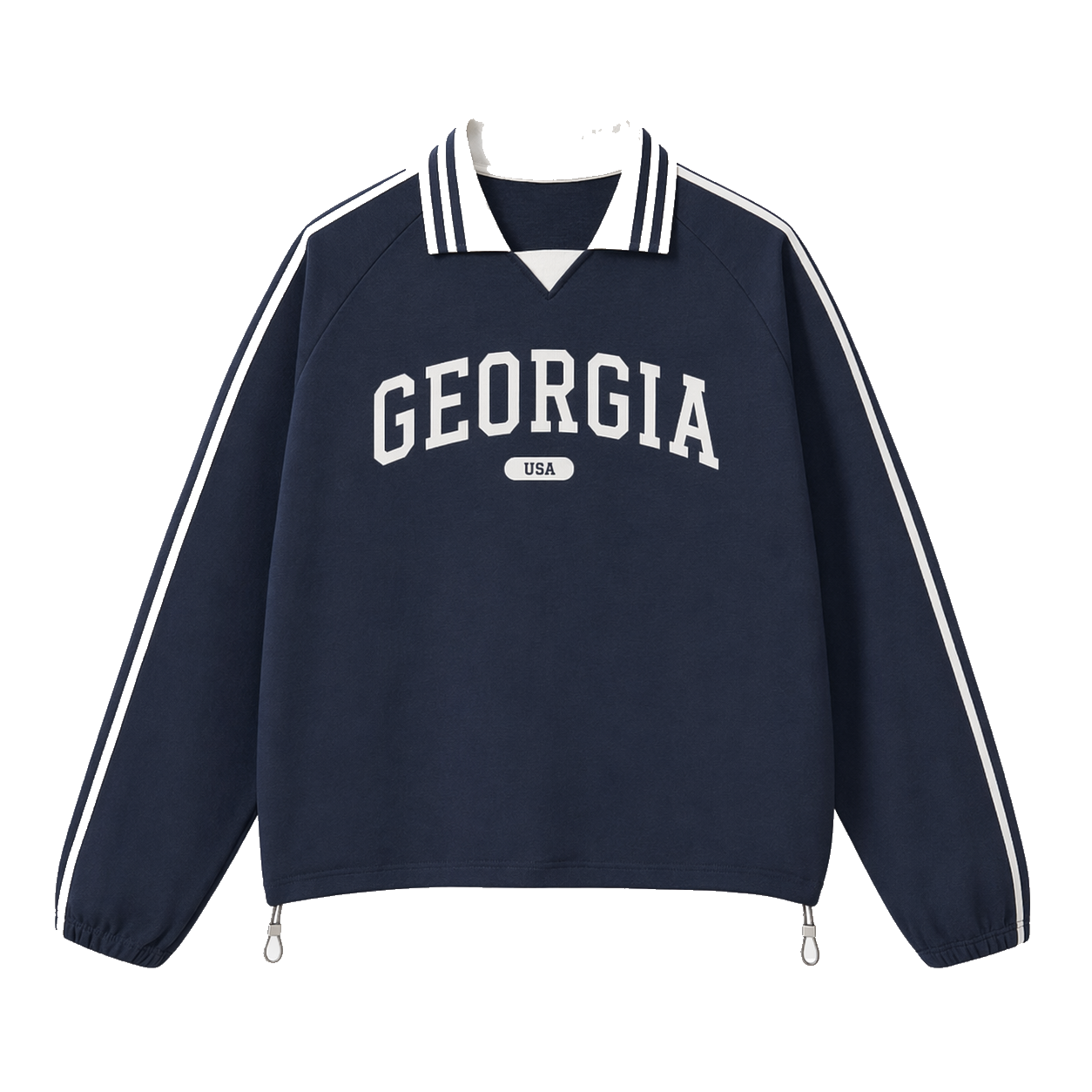Collection 4 Georgia Contrast Striped Lapel Collar Sweatshirt - Royal Blue front