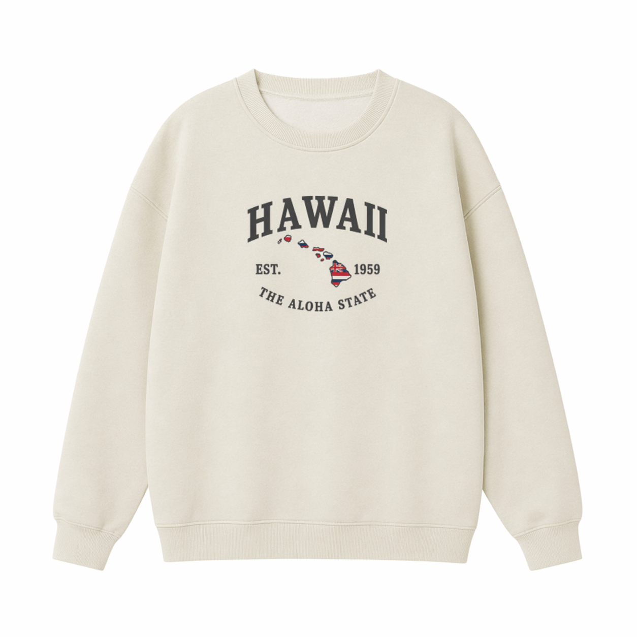 Collection 8 Hawaii Essential Heavyweight Crewneck Sweatshirt - Cream front