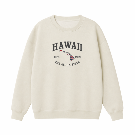 Collection 8 Hawaii Essential Heavyweight Crewneck Sweatshirt - Cream front