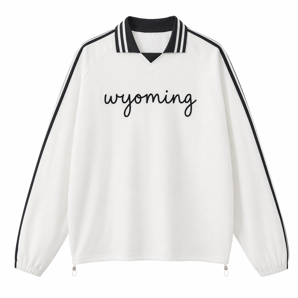 Collection 3 Wyoming Contrast Striped Lapel Collar Sweatshirt - White front