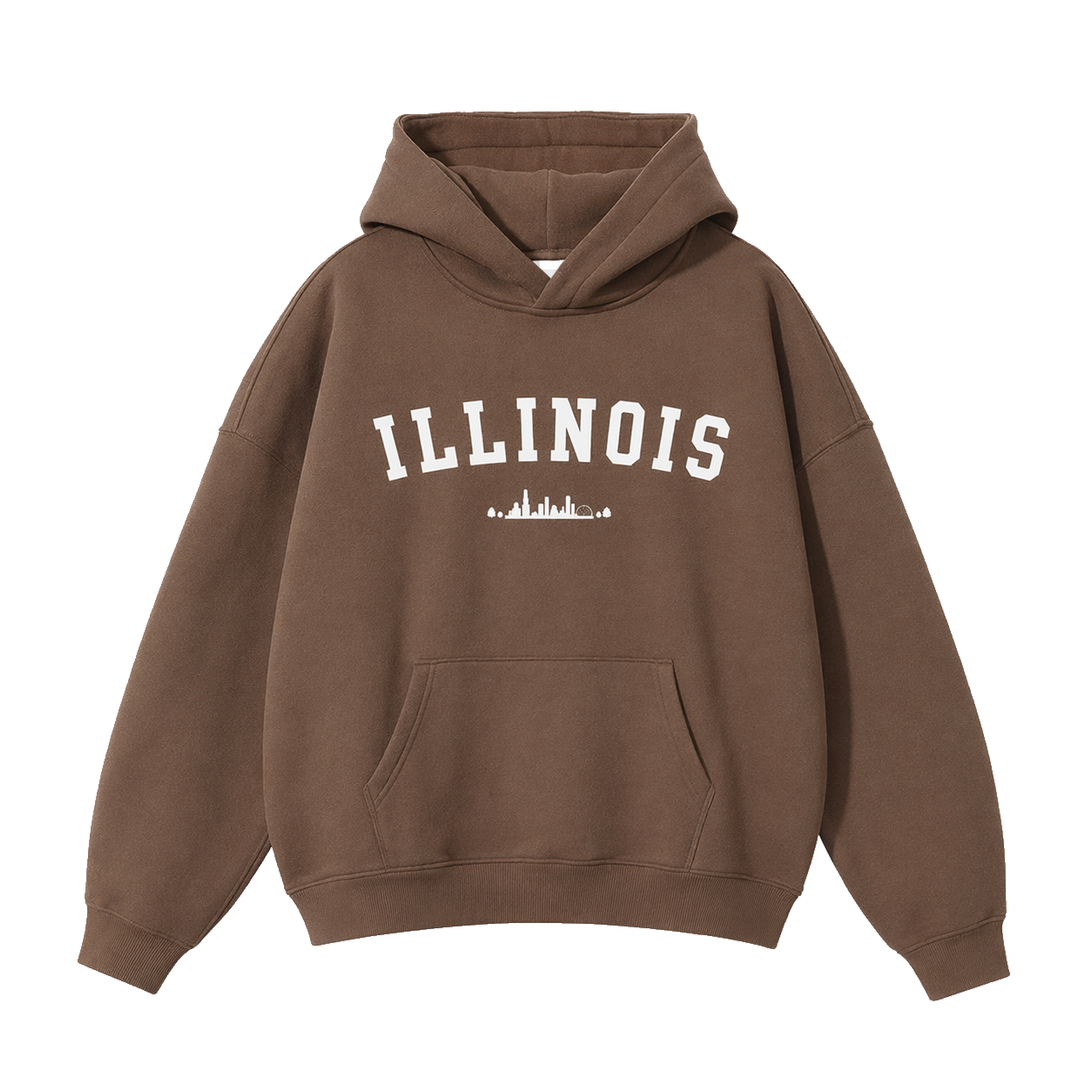 Collection 9 Illinois Oversize Fleeced Hoodie - Brown front