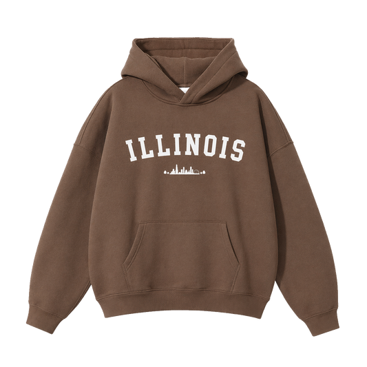 Collection 9 Illinois Oversize Fleeced Hoodie - Brown front