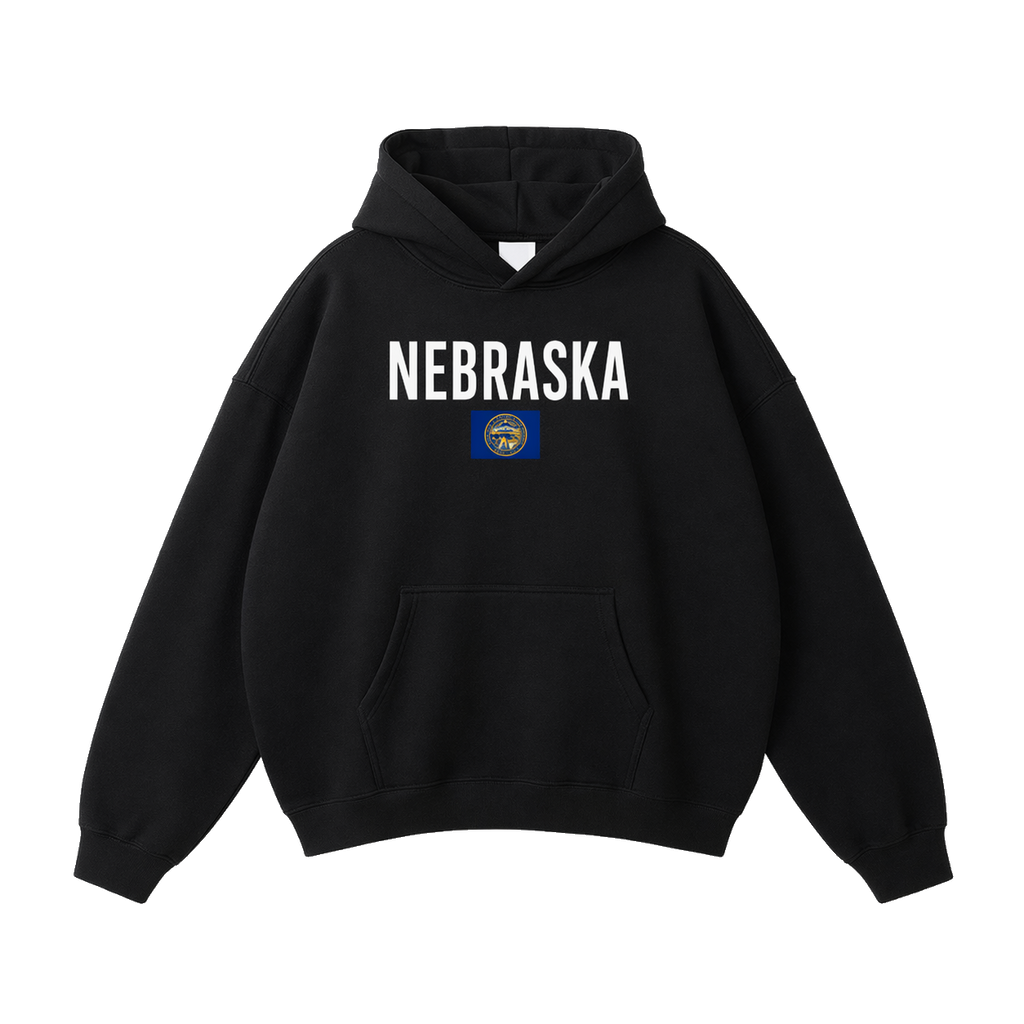 Collection 7 Nebraska Oversize Fleeced Hoodie - Black front